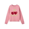 SomeSowe Cherry Jacquard Silhouette Knit Sweater Pink