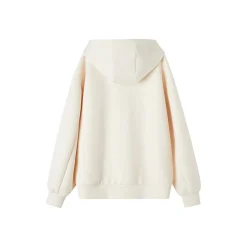 SomeSowe Contrast Color Drawstring Zip Up Hoodie Beige