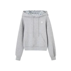 SomeSowe Contrast Color Floral Hoodie Gray