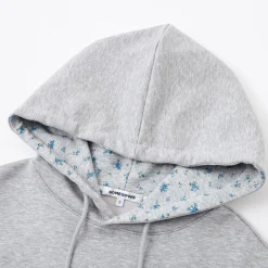 SomeSowe Contrast Color Floral Hoodie Gray