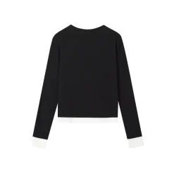 SomeSowe Fake-2-Piece Long Sleeve T-Shirt Black