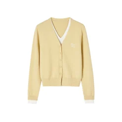 SomeSowe Fake-2-Piece V-Neck Knit Cardigan Yellow
