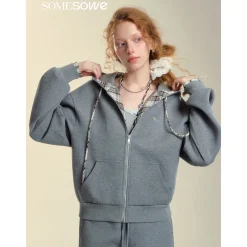 SomeSowe Fleece-Lined Hooded Top Jacket Gray