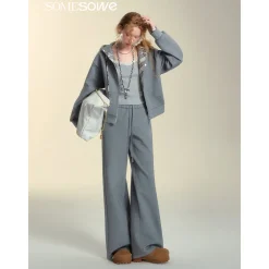 SomeSowe Fleece-Lined Hooded Top Jacket Gray