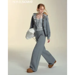 SomeSowe Fleece-Lined Hooded Top Jacket Gray