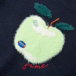SomeSowe Green Apple Short Sleeve Knit Sweater Navy Blue