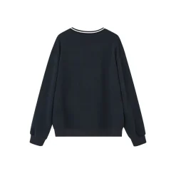 SomeSowe Lace Badge V-Neck Sweatshirt Navy Blue