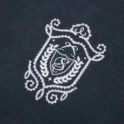 SomeSowe Lace Badge V-Neck Sweatshirt Navy Blue