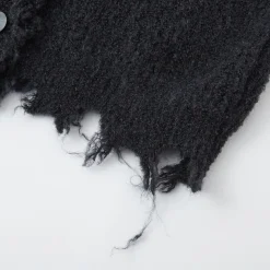 SomeSowe Lace Doll Collar Destroyed Cardigan Navy Blue