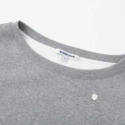 SomeSowe Lace Edge Boat Neck Casual Sweatshirt Gray