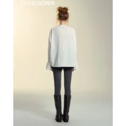 SomeSowe Lace Edge Jacquard Lace Up Top White