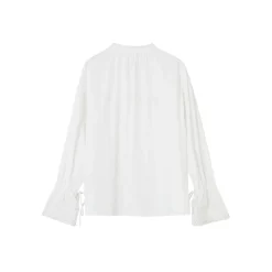 SomeSowe Lace Edge Jacquard Lace Up Top White