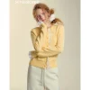 SomeSowe Lace Edge Round-Neck Knit Cardigan Yellow
