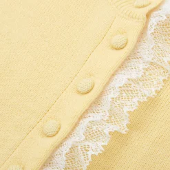 SomeSowe Lace Edge Round-Neck Knit Cardigan Yellow