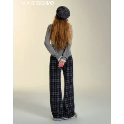 SomeSowe Lace Edge Round-Neck Knit Cardigan Gray