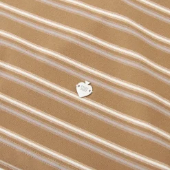 SomeSowe Lace Edge Striped Long Sleeve Polo Top Brown