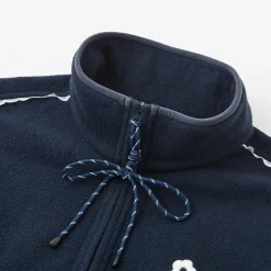 SomeSowe Lace Patchwork Fleece  Sweatshirt Navy Blue