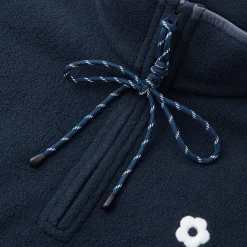 SomeSowe Lace Patchwork Fleece  Sweatshirt Navy Blue