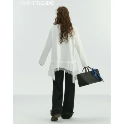 SomeSowe Lace Patchwork Fake-2-Piece Long Sleeve T-Shirt