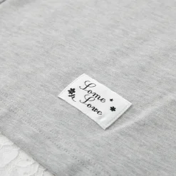 SomeSowe Lace Patchwork Polo Long Sleeve T-Shirt Gray
