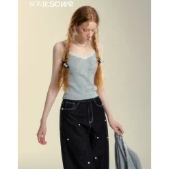 SomeSowe Lace Patchwork Texture Slip Vest
