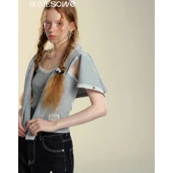 SomeSowe Lace Patchwork Texture Slip Vest