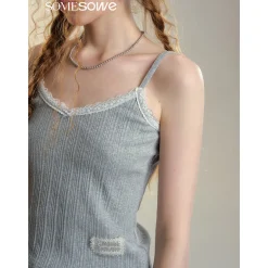 SomeSowe Lace Patchwork Texture Slip Vest