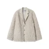 SomeSowe Leather Integrated Furry Jacket Cream