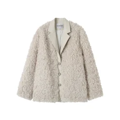 SomeSowe Leather Integrated Furry Jacket Cream