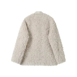 SomeSowe Leather Integrated Furry Jacket Cream