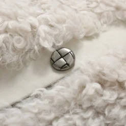 SomeSowe Leather Integrated Furry Jacket Cream