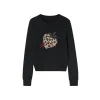 SomeSowe Leopard Strawberry Knit Sweater Black