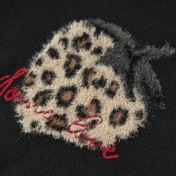 SomeSowe Leopard Strawberry Knit Sweater Black