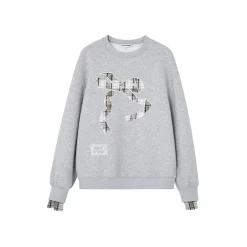 SomeSowe Origami Bow Embroidery Sweatshirt Gray