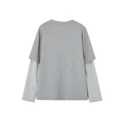 SomeSowe Origami Bow Fake-2-Piece Long Sleeve T-Shirt