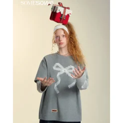 SomeSowe Origami Bow Fake-2-Piece Long Sleeve T-Shirt
