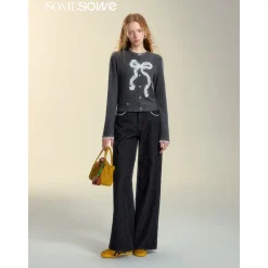 SomeSowe Origami Bow Knit Cardigan Dark Gray