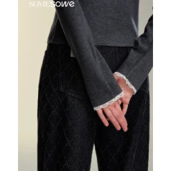SomeSowe Origami Bow Knit Cardigan Dark Gray