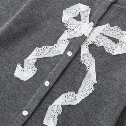 SomeSowe Origami Bow Knit Cardigan Dark Gray