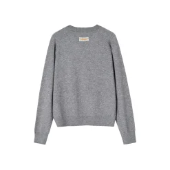 SomeSowe Plaid Bow V-Neck Knit Sweater Gray