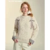 SomeSowe Plaid Drawstring Knit Sweater Beige