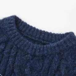 SomeSowe Plaid Drawstring Knit Sweater Blue