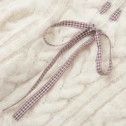 SomeSowe Plaid Drawstring Knit Sweater Beige