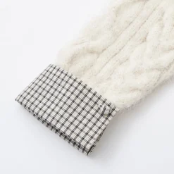 SomeSowe Plaid Drawstring Knit Sweater Beige