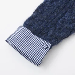 SomeSowe Plaid Drawstring Knit Sweater Blue