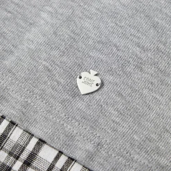 SomeSowe Plaid Patchwork Long Sleeve Polo Top Gray
