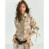 SomeSowe Plaid Stringy Selvedge Zip Up Shirt Yellow