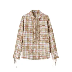 SomeSowe Plaid Stringy Selvedge Zip Up Shirt Yellow