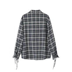 SomeSowe Plaid Stringy Selvedge Zip Up Shirt Blue