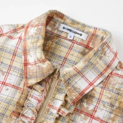 SomeSowe Plaid Stringy Selvedge Zip Up Shirt Yellow